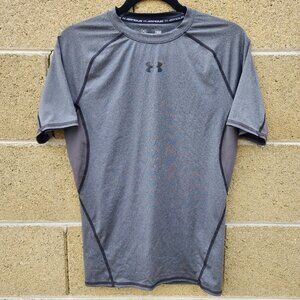 Large Gray Under Armour Compression HeatGear Short Sleeve Shirt